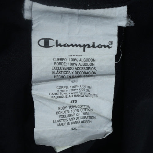 Champion Men's Black 4XL Crew Neck Cotton Logo T-Shirt