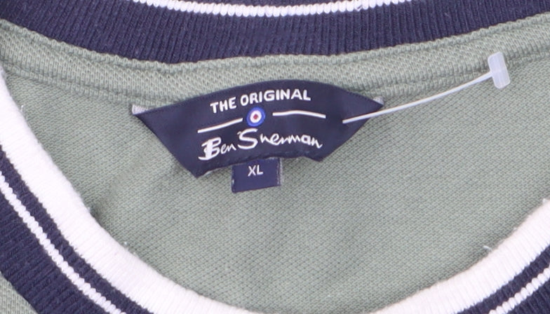 Ben Sherman Men's Pale Khaki Green XL Crew Neck Cotton T-Shirt