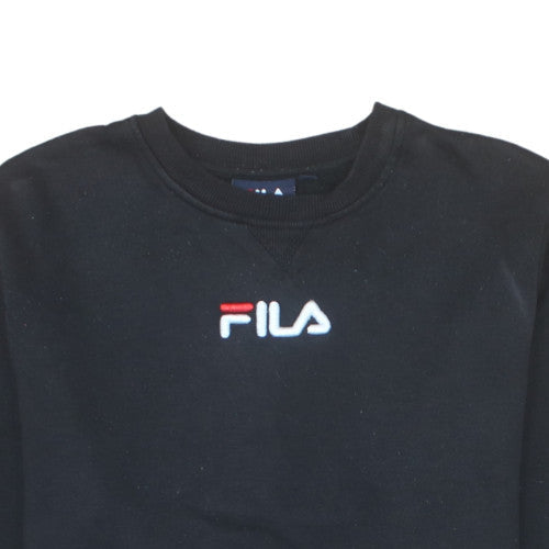 FILA Mens Black Pullover Sweatshirt M Regular Fit Fleece Crew Neck