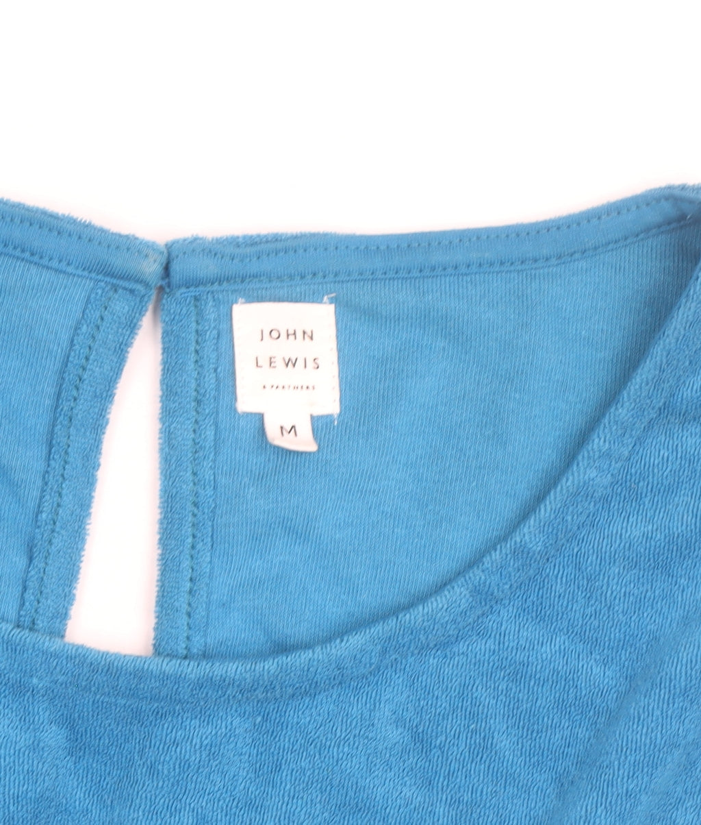 John Lewis Women Blue Terry Playsuit M Round Neck Drawstring Waist