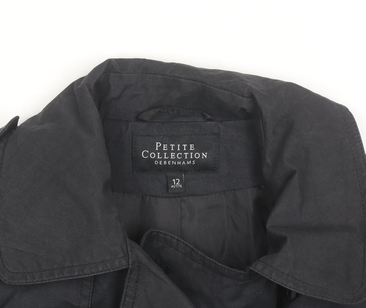 Debenhams Petite Black Pea Coat Size 12 Classic Short Jacket