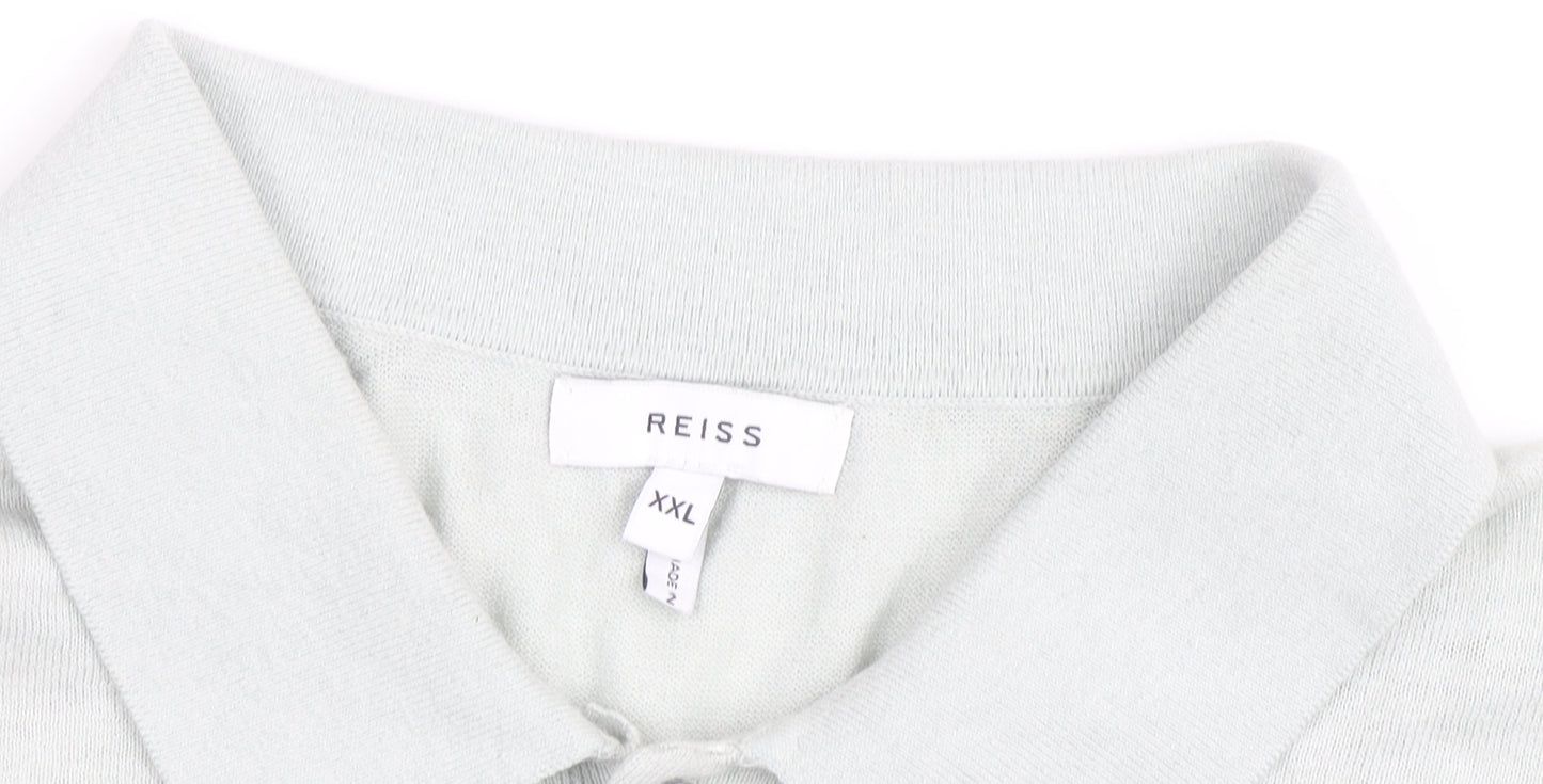 Reiss Mens Grey 2XL Regular Fit Short Sleeve Button-Up Polo Shirt