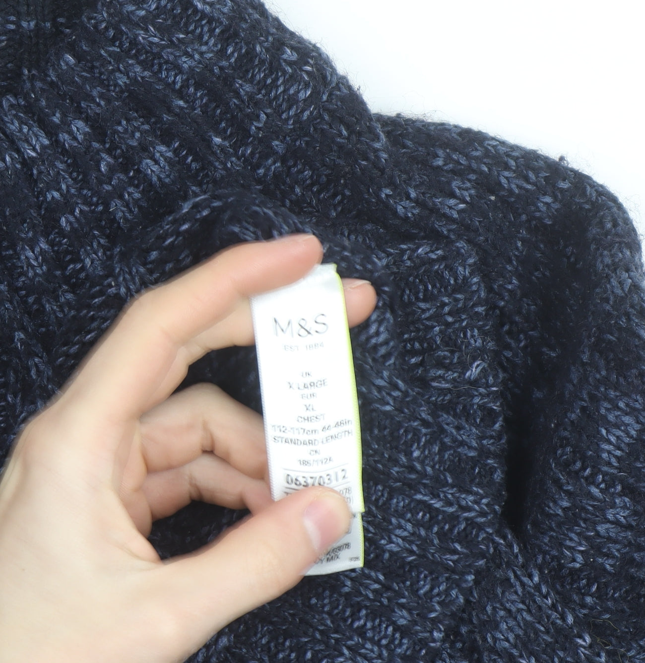 Marks and Spencer Men's Blue XL 1/2 Zip Wool Blend Jumper