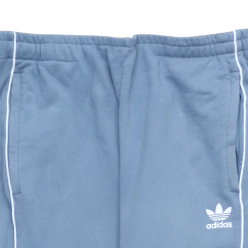 Adidas Men's Blue XL Track Pants with Side Stripes and Pockets