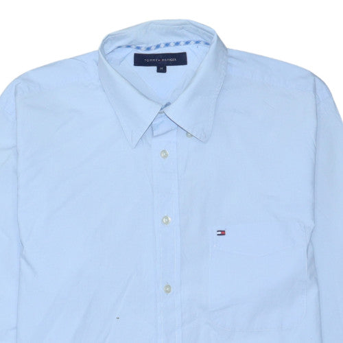 Tommy Hilfiger Men Blue Button-Up Cotton Shirt M Classic Fit