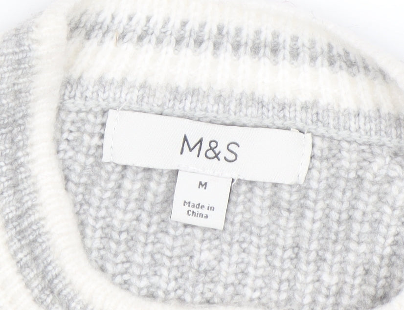 Marks and Spencer Womens Grey Chunky Knit Button Cardigan M