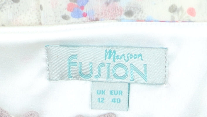 Monsoon Fusion Women’s Multicoloured Floral Asymmetric Ruffle Dress Size 12