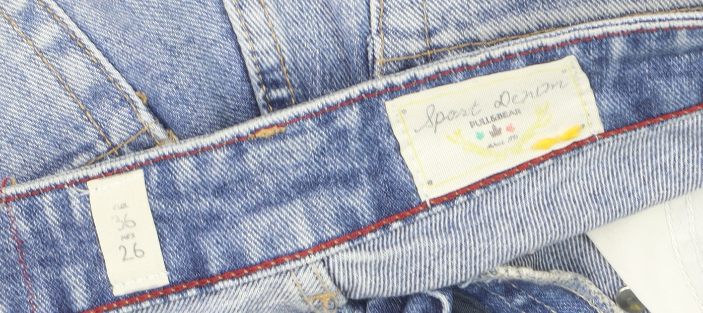 Pull & Bear Women Blue Studded Denim Hot Pants Shorts Size 8
