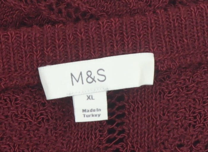 Marks and Spencer Women Red XL Knit Cardigan Crew Neck Jumper