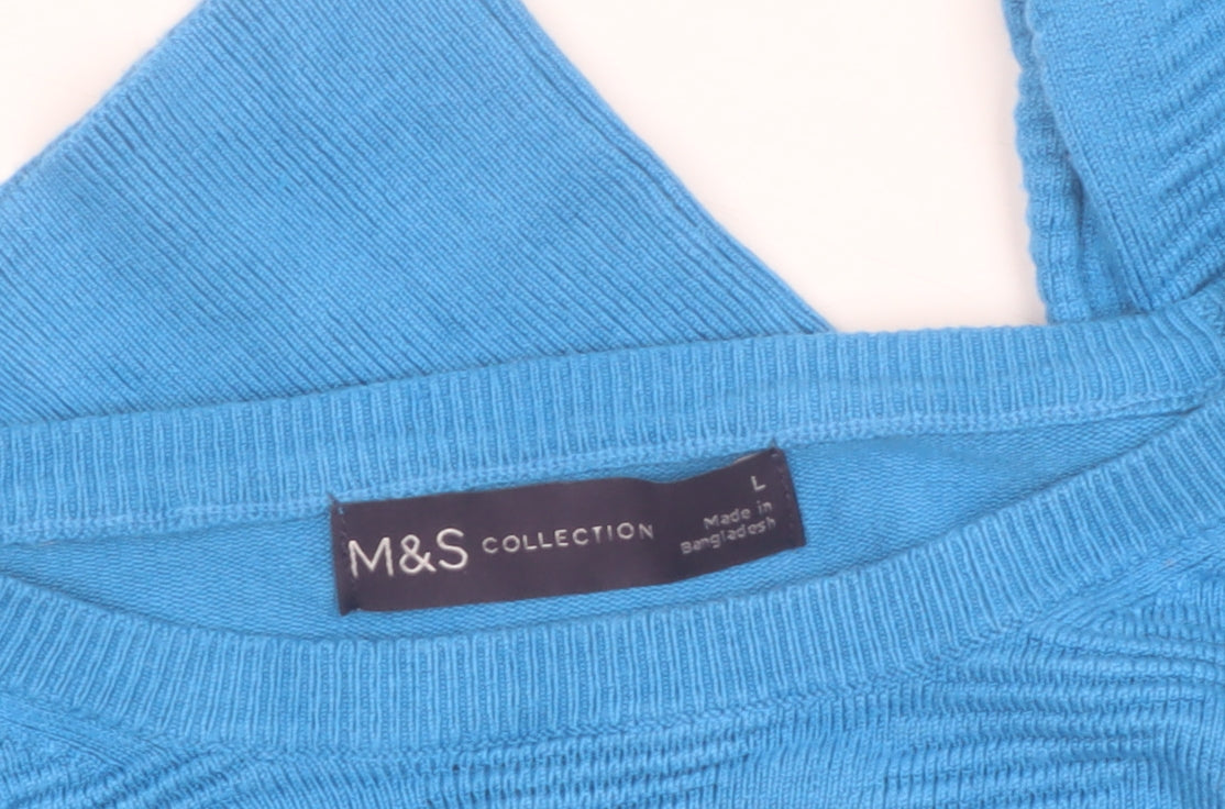 Marks and Spencer Women Blue L Knit Crew Neck Pullover Jumper
