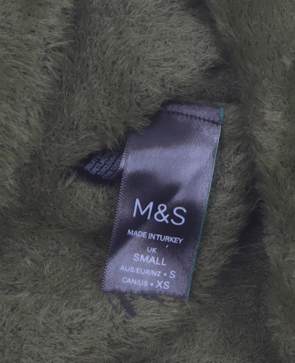 Marks and Spencer Women Green Fluffy Knit Pullover Jumper Size S