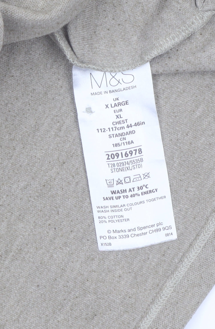 Marks & Spencer Men's Beige Short Sleeve Polo Shirt XL Classic Fit