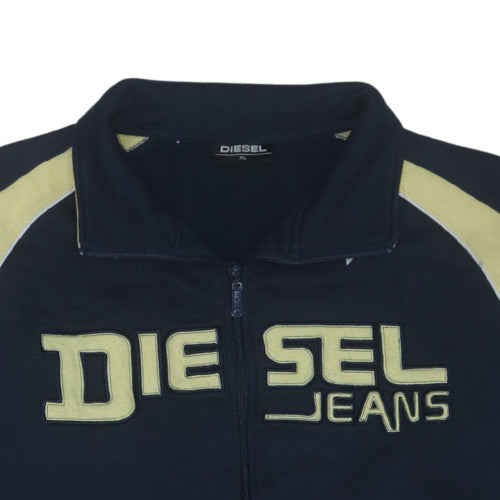 Diesel Mens Navy Full Zip Sweatshirt XL Logo Athletic Style