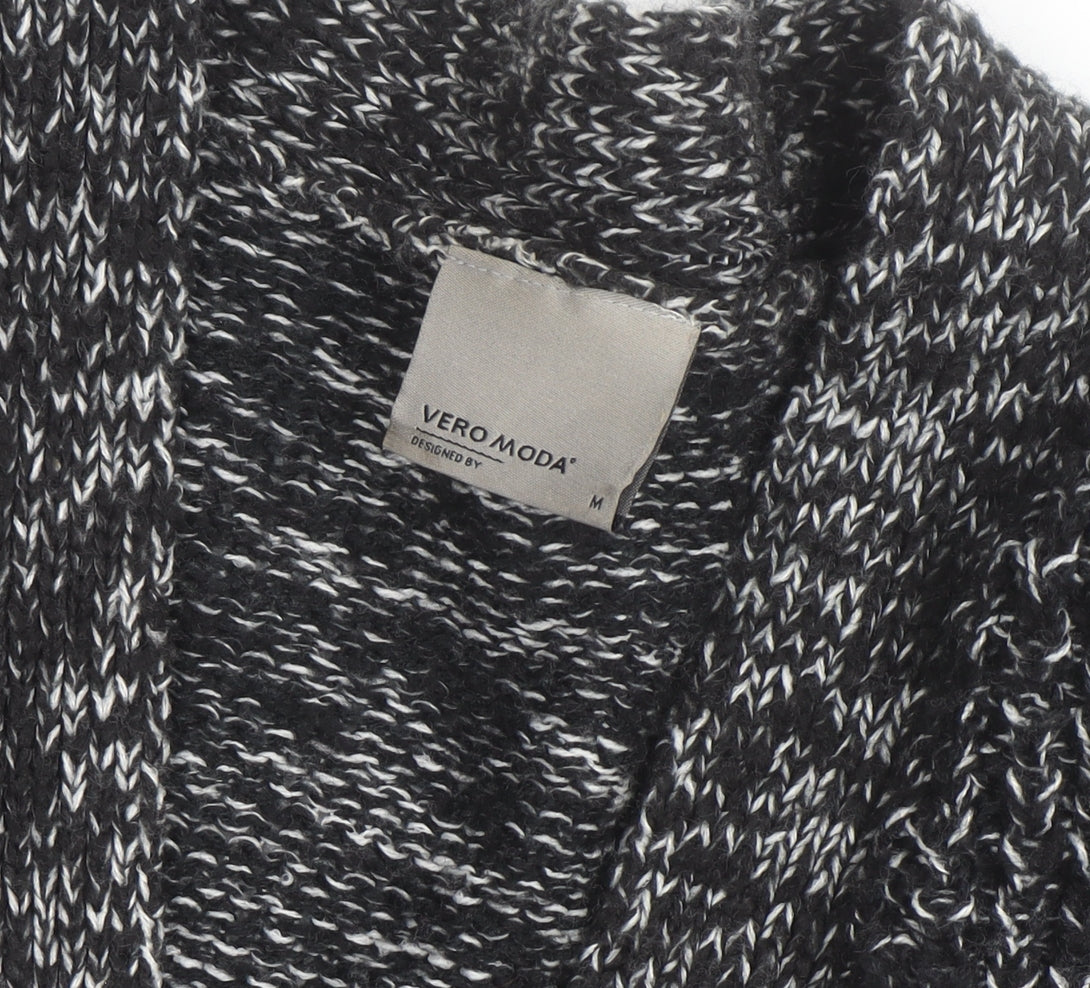 Vero Moda Women's Black Chunky Knit Open Cardigan M