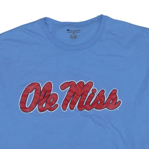 Champion Men's Blue Ole Miss Graphic T-Shirt 3XL Cotton Crew Neck