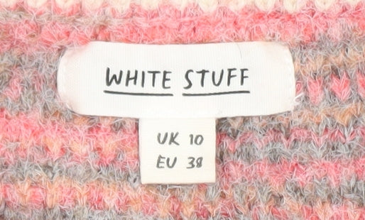 White Stuff Women's Pink Wool Blend Full Zip Jumper Size 10