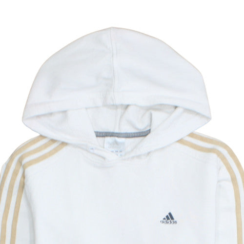 Adidas Men’s White Pullover Hoodie with Gold Stripes Size M