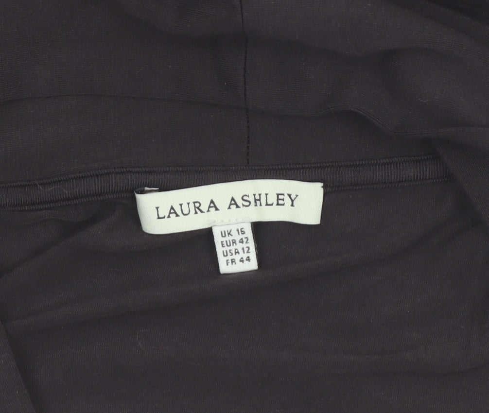 Laura Ashley Women's Black Size 16 Open Jersey Jacket