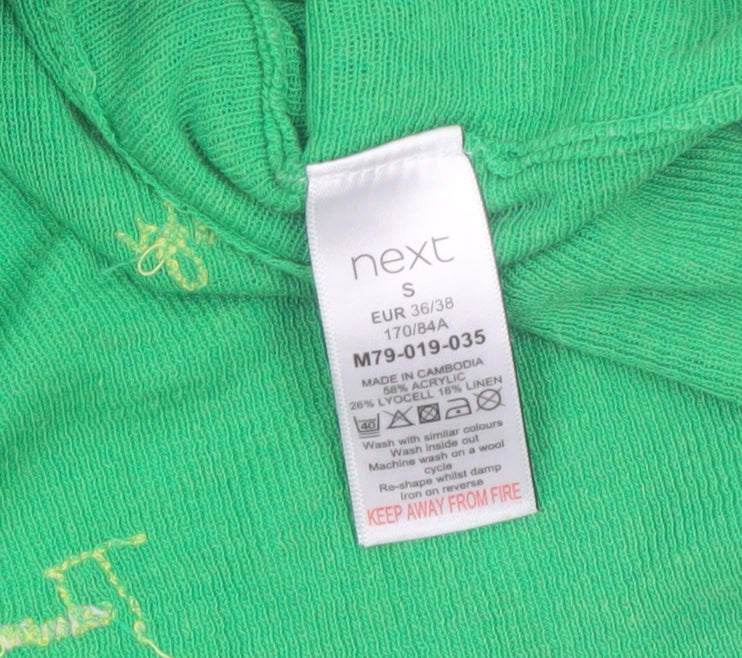 Next Women’s Green Embroidered Crew Neck Long Sleeve Knit Top Size S