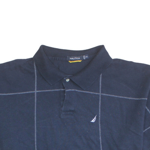Nautica Men's Blue Check Short Sleeve Cotton Polo Shirt XXL