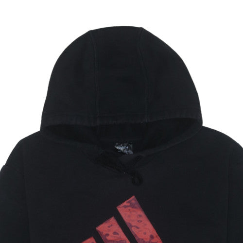 Adidas Mens Black XL Pullover Fleece Hoodie with Red Logo