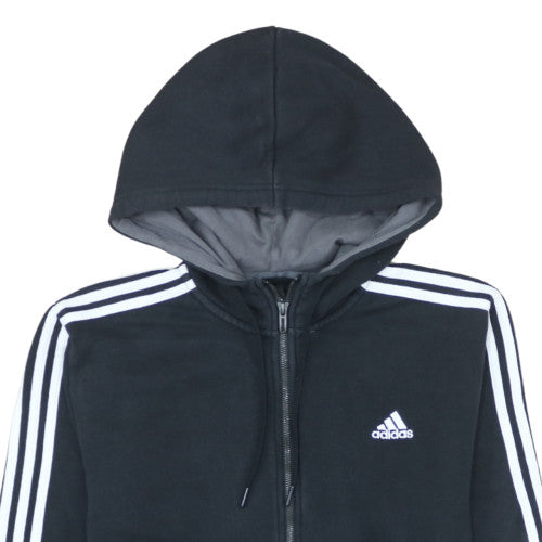 Adidas Mens Black Grey Full Zip Hoodie Size M Fleece Casual Hooded Sweatshirt