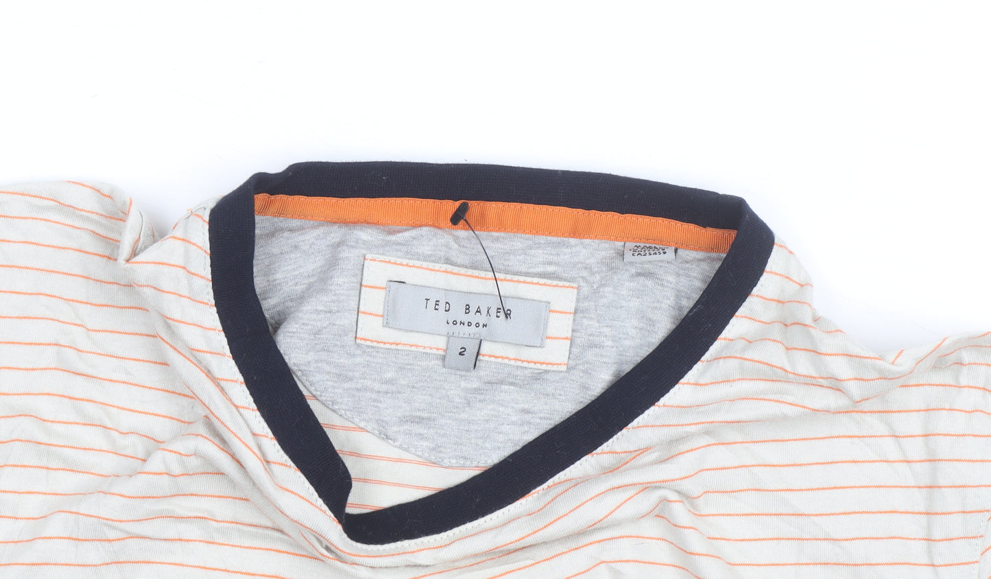 Ted Baker Men's Beige Striped Cotton Crew Neck T-Shirt Size M