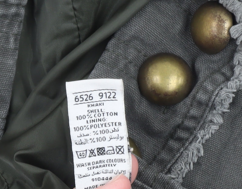 E-vie Women's Khaki Military Jacket Size 12 Cotton Twill Short