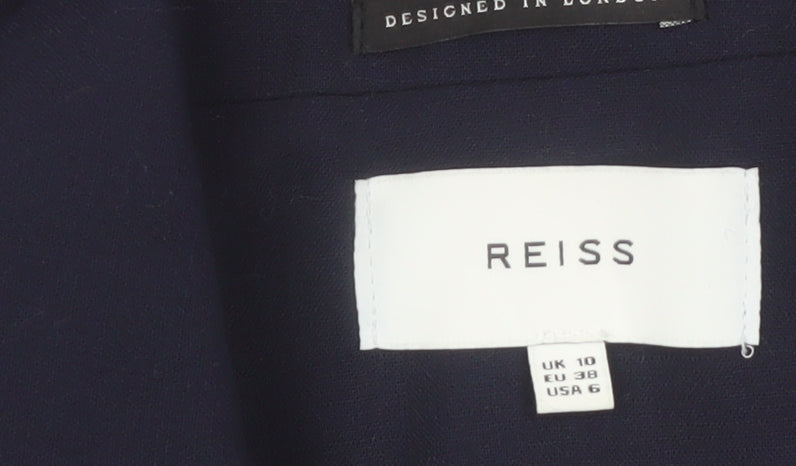 Reiss Women Blue Wool Blend Tailored One-Button Blazer UK 10