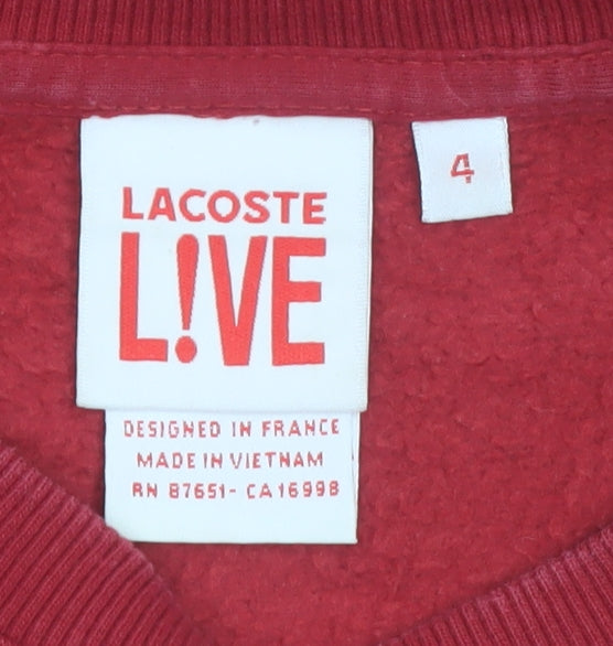 Lacoste LIVE Men's Red Crew Neck Pullover Sweatshirt M Logo Paris