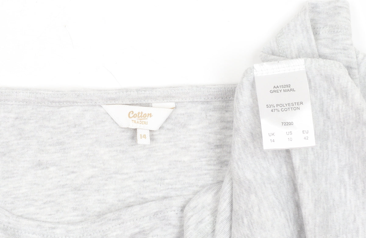 Cotton Traders Women's Grey Long Sleeve Boat Neck Top Size 14