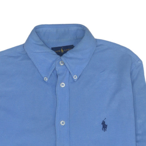 Ralph Lauren Men's Blue Featherweight Mesh Long Sleeve Polo Shirt Size M