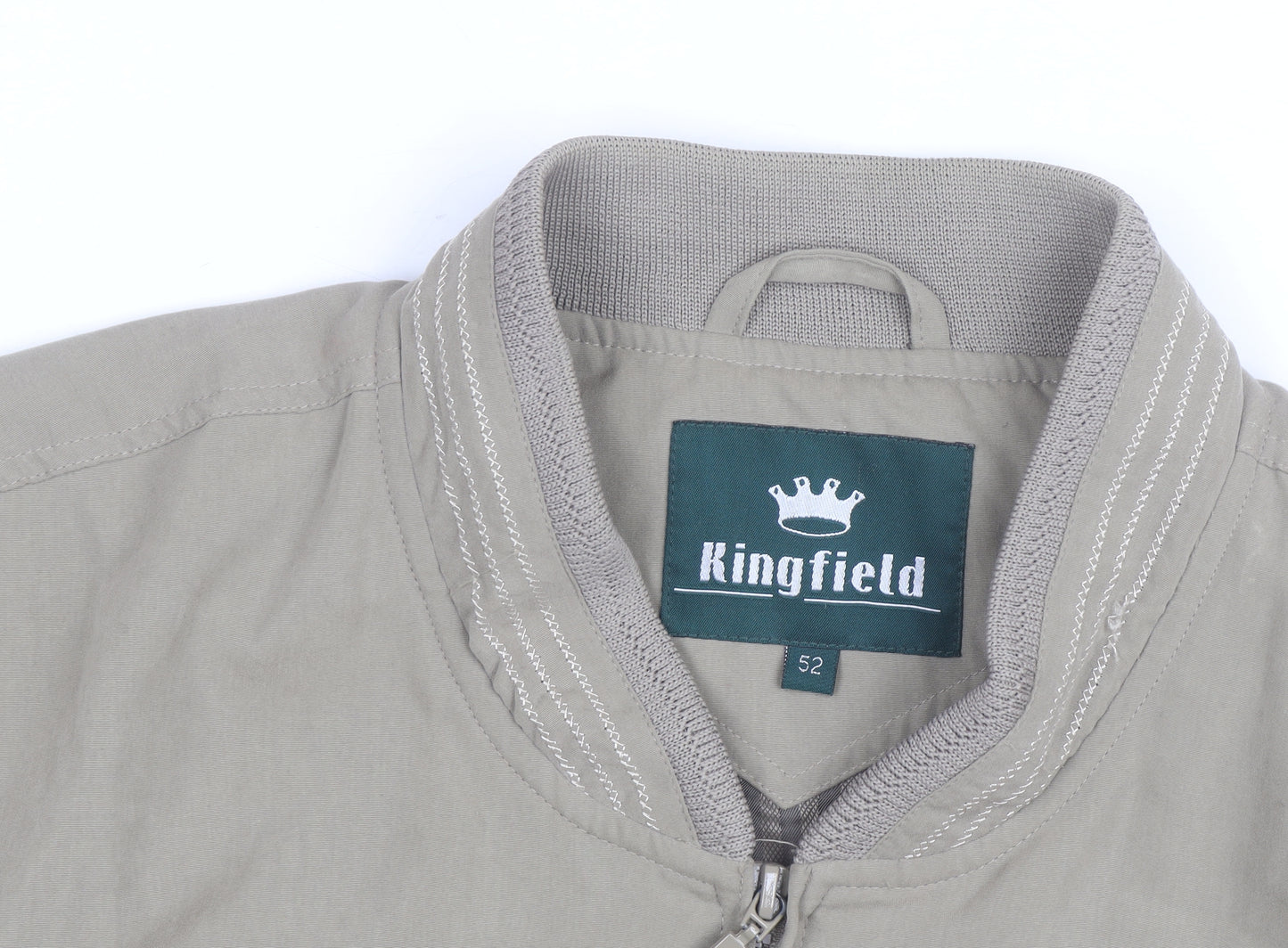 Kingfield Men's Beige Bomber Jacket Size 52 Cotton Casual Zip Up