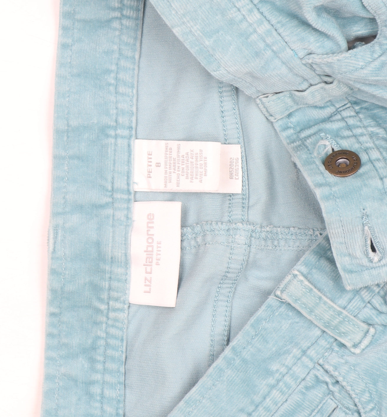 Liz Claiborne Women's Blue Petite Chino Corduroy Trousers Size 8