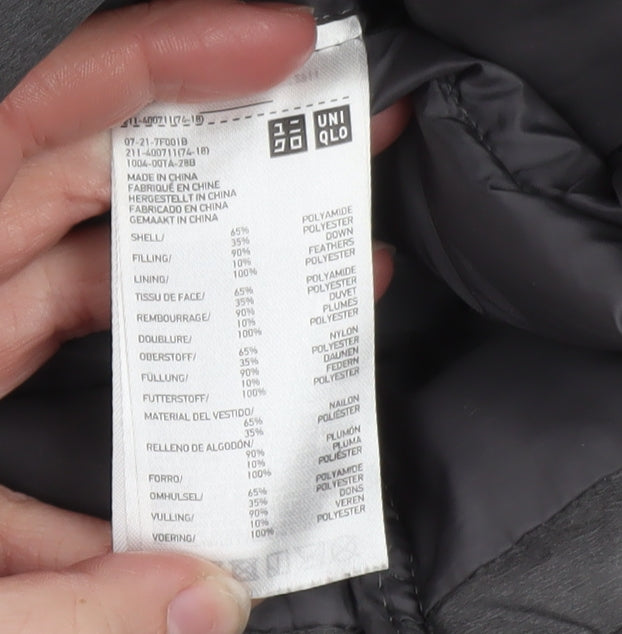 Uniqlo Men's Grey Lightweight Down Puffer Jacket M Water Resistant