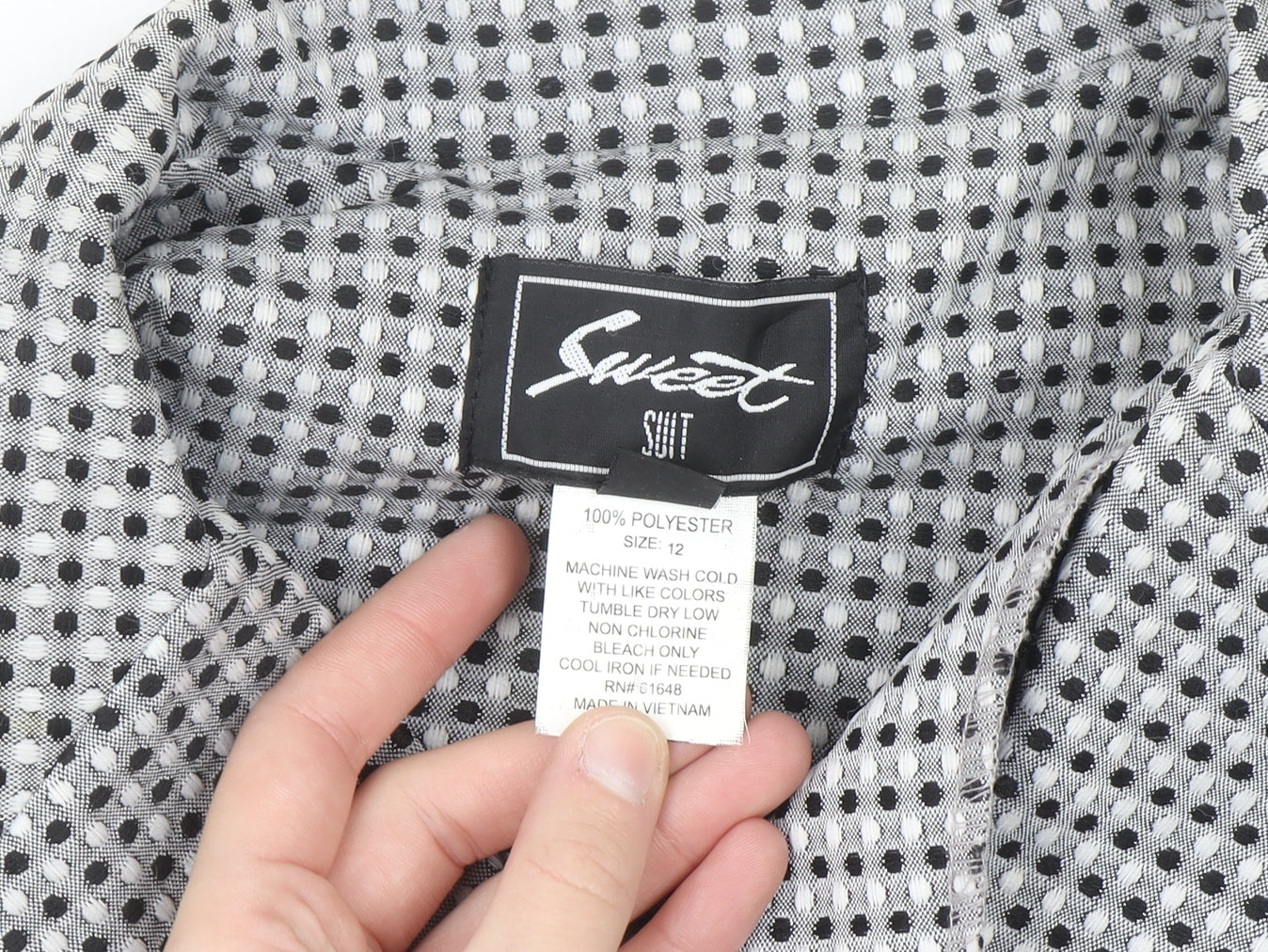Sweet Women’s Grey Check Single-Breasted Suit Jacket Size 12