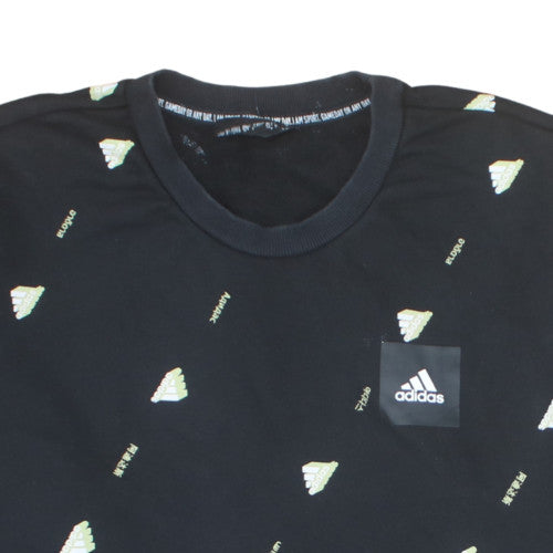 adidas Men's Black XL Crew Neck Graphic Print Sweatshirt