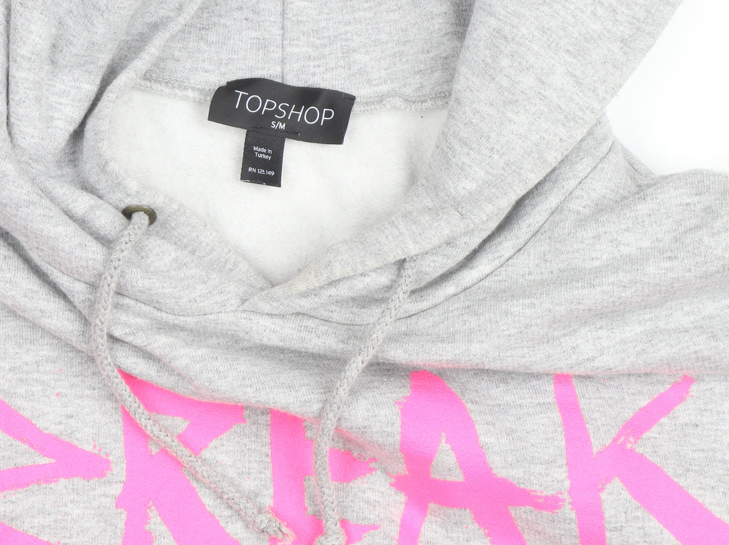 Topshop Women Grey 'Break The Rules' Pullover Hoodie Size S/M