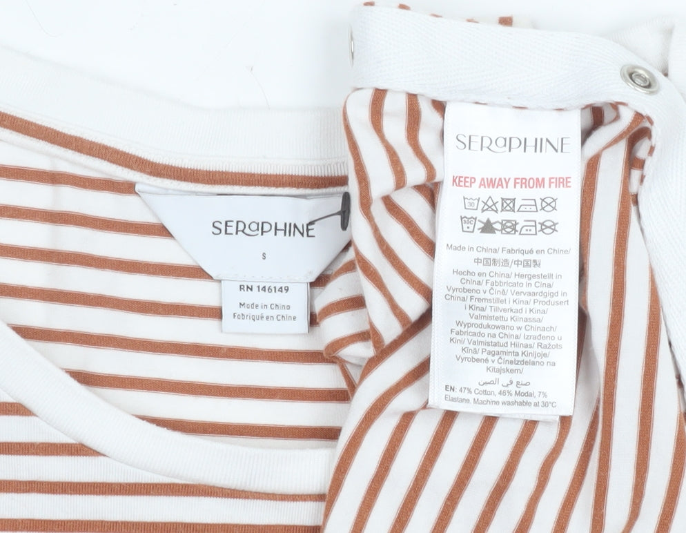 Seraphine Women's Brown Striped Maternity T-Shirt Size S