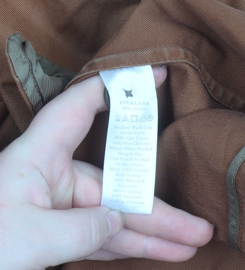 Everlane Women's Brown Cotton Trench Coat Size 10 Long Lined Classic