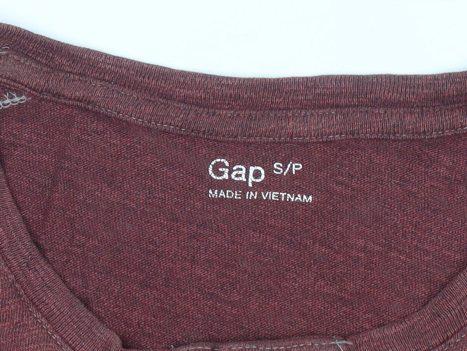Gap Men's Red Long Sleeve Henley Cotton Casual Shirt Size S