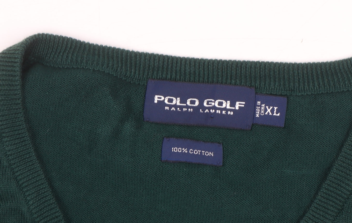 Ralph Lauren Polo Golf Mens Green Cotton Sleeveless V-Neck Vest XL