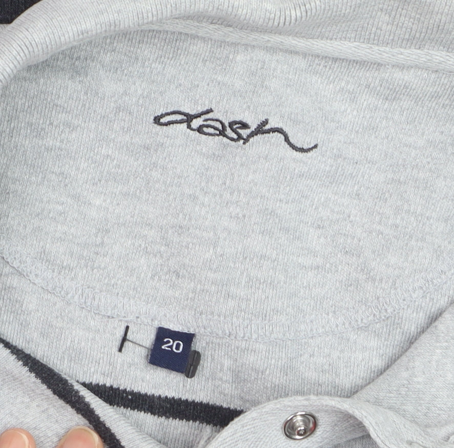 Dash Women Grey Striped Collared Henley Jumper Size 20