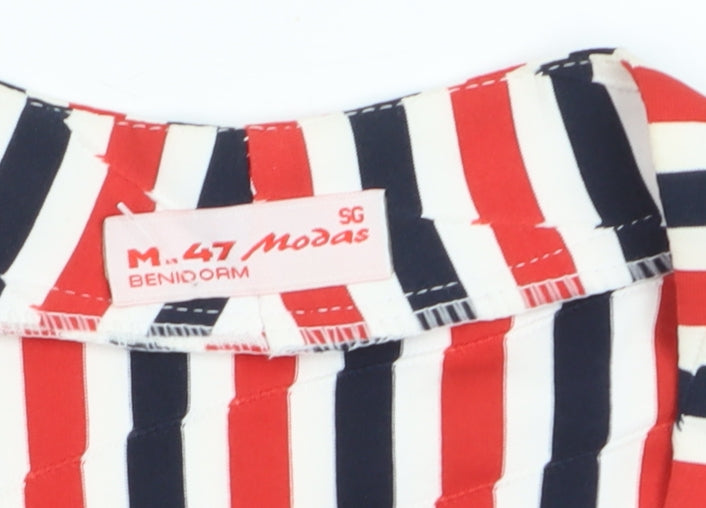 M.47 Modas Womens Multicoloured Striped V-Neck Blouse Size L