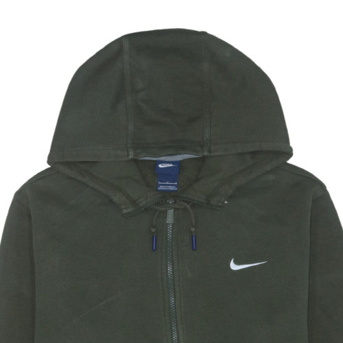 Nike Women Green Full Zip Hoodie L Cotton Blend Logo Casual