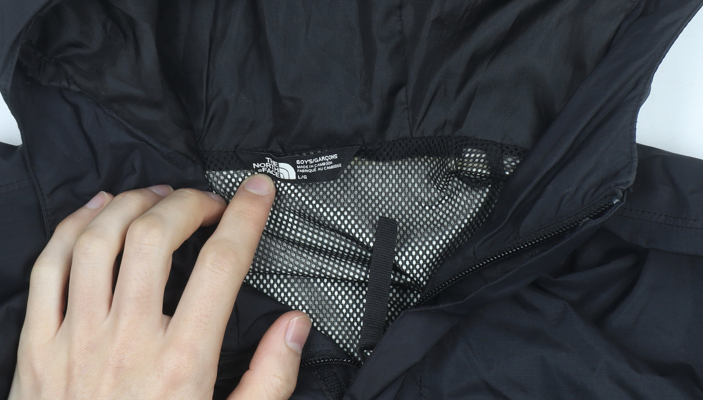 The North Face Boys Black L Hooded Waterproof Rain Coat Jacket