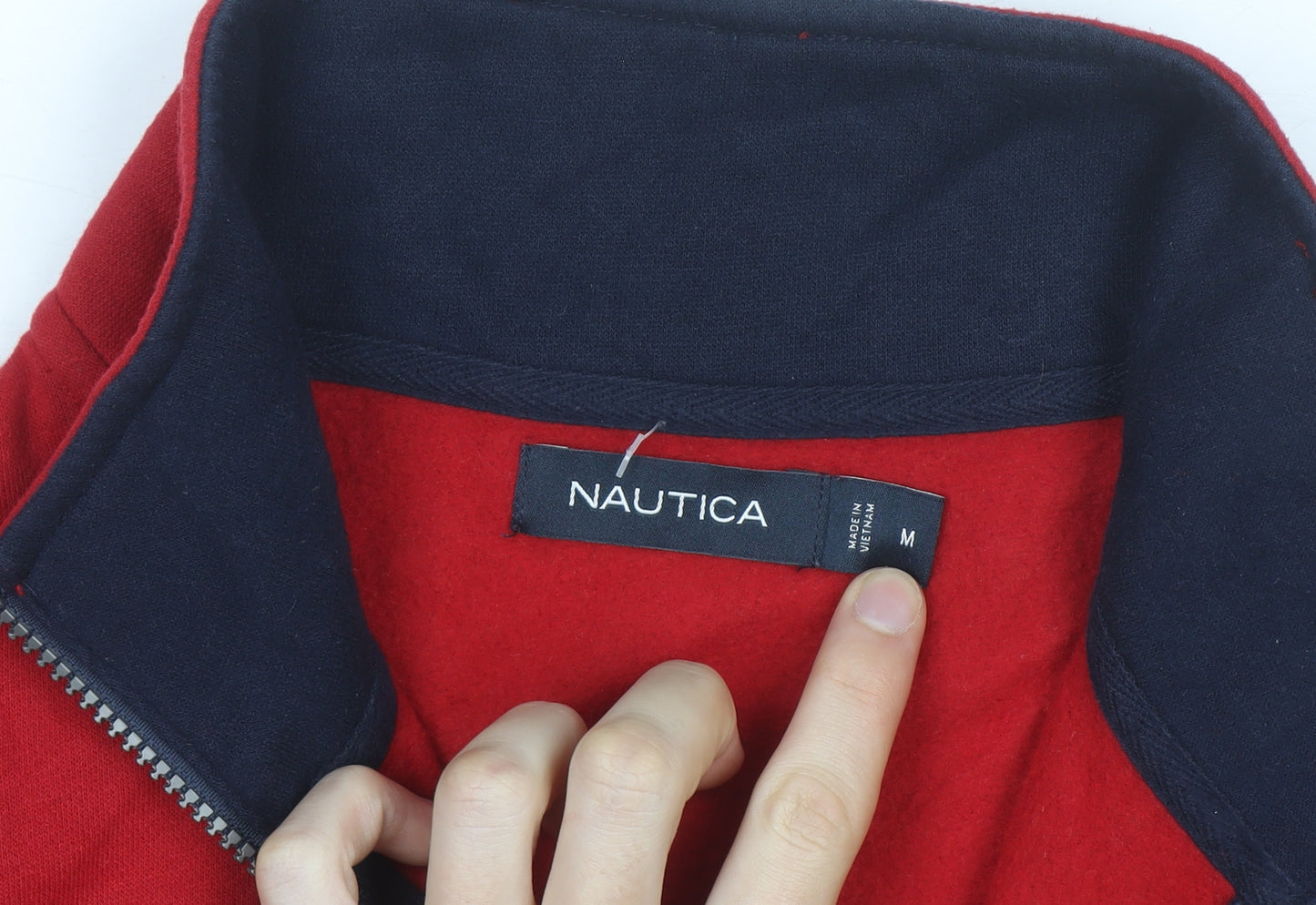 Nautica Men's Red 1/4 Zip Fleece Basic Jacket M