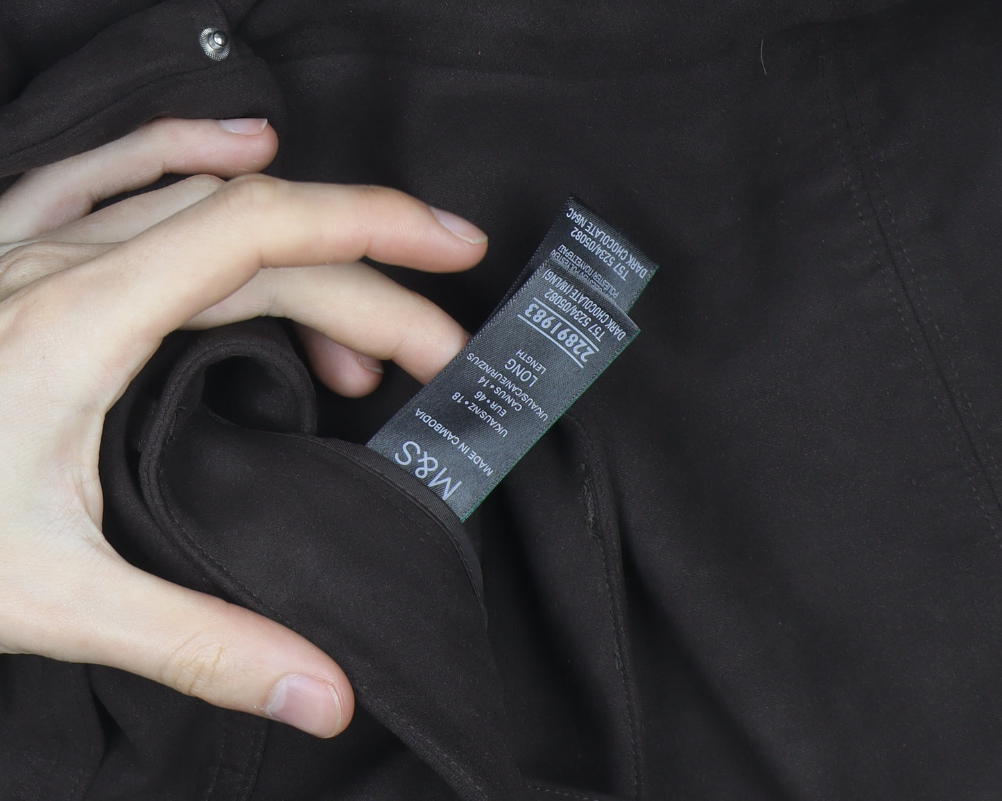 Marks and Spencer Women's Brown Cotton Stretch Trousers Size 14 Long