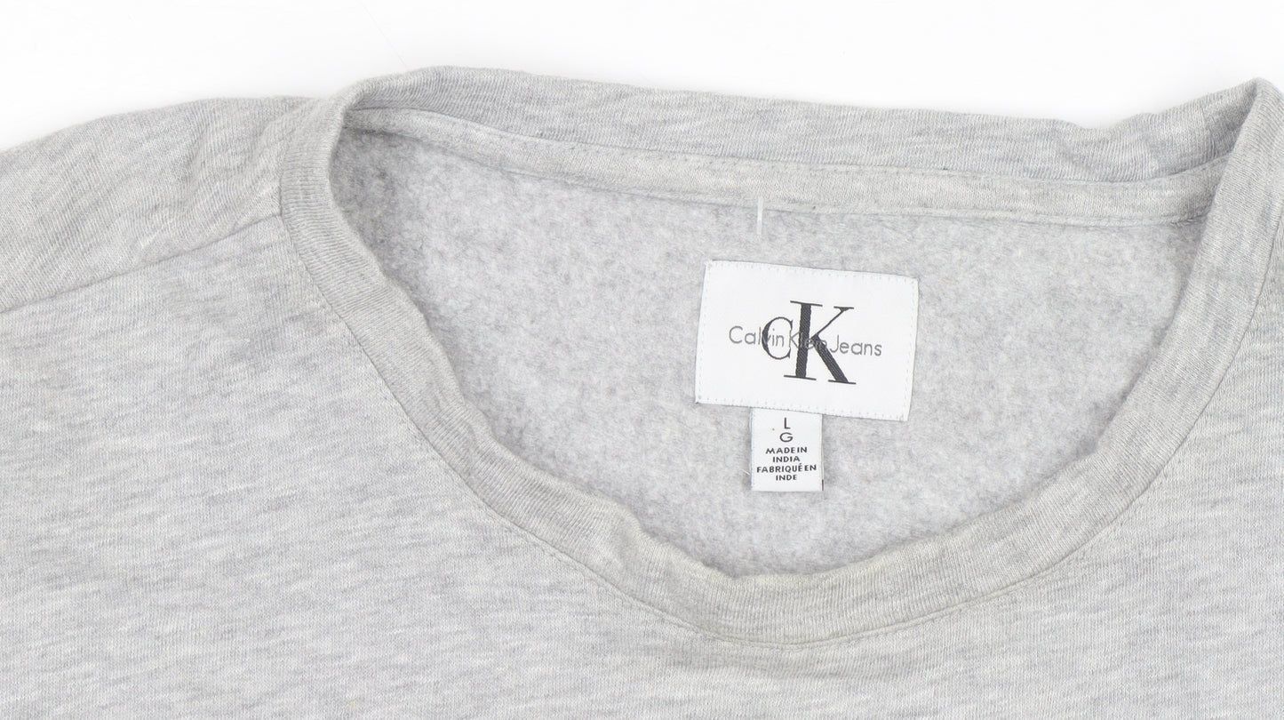 Calvin Klein Jeans Men's Grey Logo Pullover Sweatshirt Size L