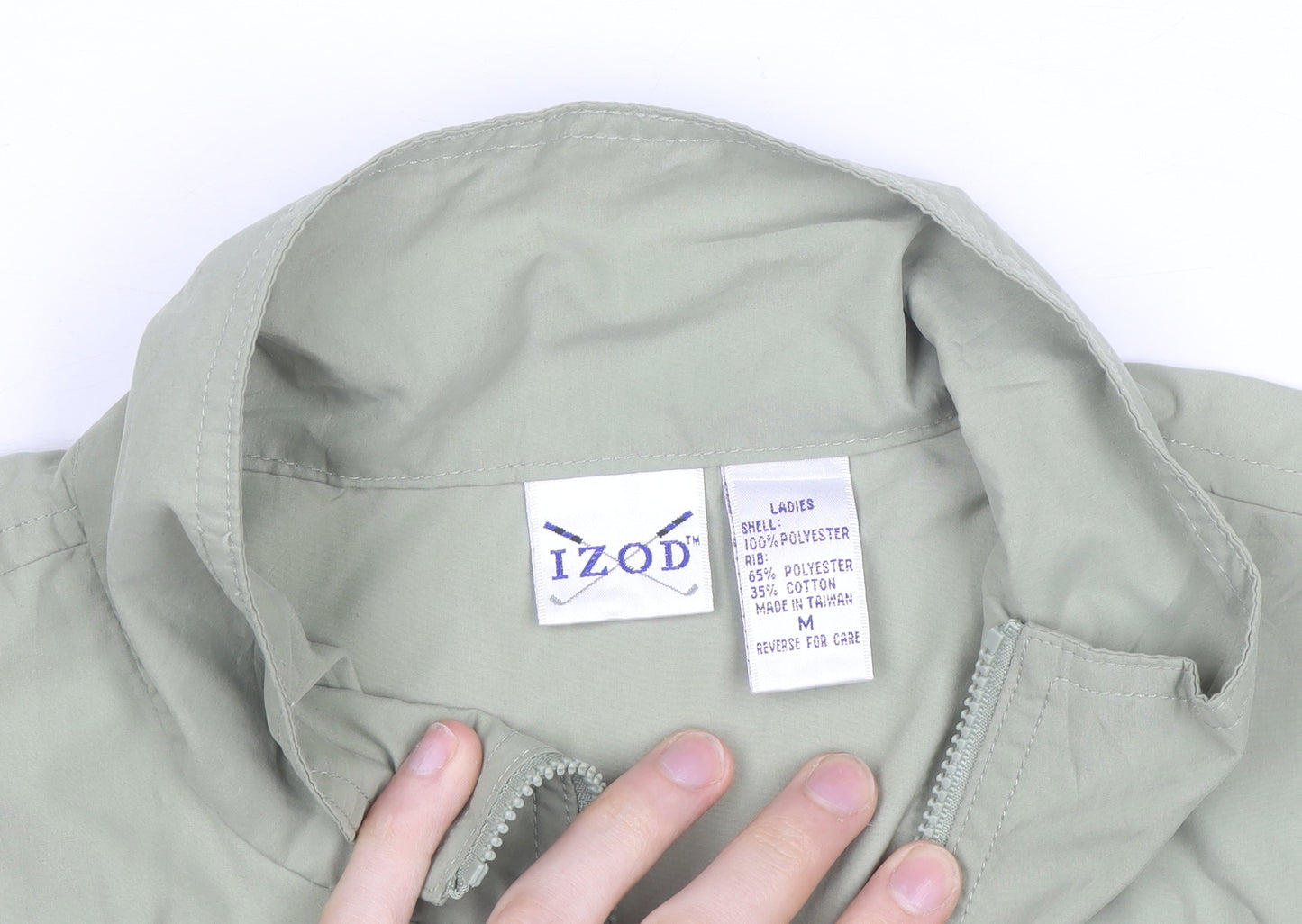 IZOD Men's Green 1/4 Zip Lightweight Polyester Jacket Size M